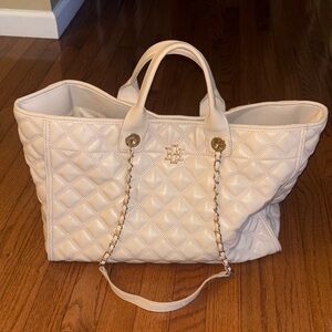 Chic Cream Quilted Tote Bag